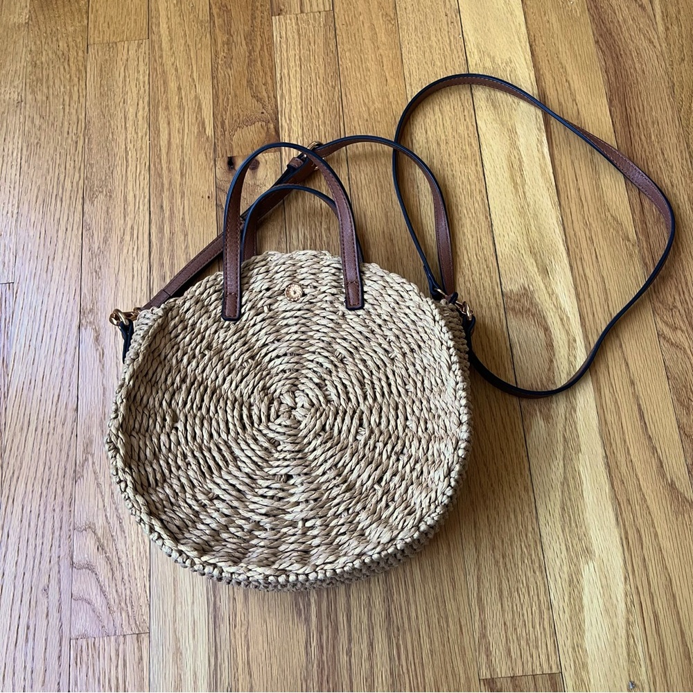 Lauren Conrad Circle Straw Summer Crossbody Purse